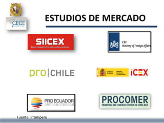 ESTUDIOS DE MERCADO
Fuente: Promperu
 