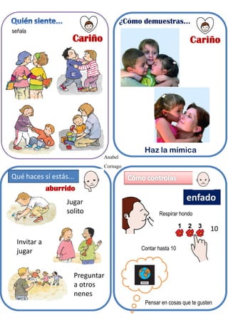 Jugar
solito
Invitar a
jugar
Preguntar
a otros
nenes
Cariño
aburrido
Anabel
Cornago
enfado
Pensar en cosas que te gusten
Respirar hondo
Contar hasta 10
10
señala
 