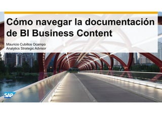 Cómo navegar la documentación 
de BI Business Content 
Mauricio Cubillos Ocampo 
Analytics Strategic Advisor 
 