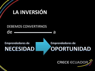 LA INVERSIÓN
DEBEMOS CONVERTIRNOS
de a
 