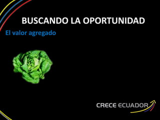 BUSCANDO LA OPORTUNIDAD
El valor agregado
 