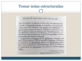 Tomar notas estructuradas
 