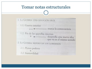 Tomar notas estructurales
 
