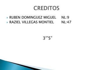    RUBEN DOMINGUEZ MIGUEL    NL:9
   RAZIEL VILLEGAS MONTIEL   NL:47



                    3°”5”
 