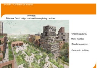 Utrecht–Ciudad de 20 minutos
3
This new Dutch neighbourhood is completely car-free
Community building
Circular economy
12,000 residents
Many facilities
Merwede:
 