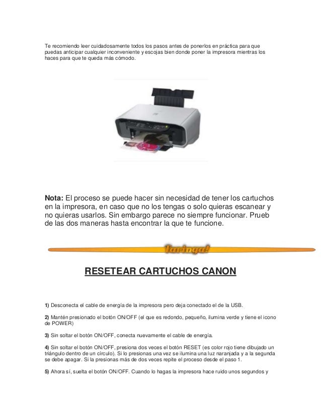 Cómo resetear cartuchos de tinta canon mp 140