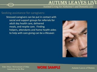 The bill helps the elderly by:Establishing minimum staffing levels for nursing homesRequires that all nursing home residents receive at least four hours of nursing care each dayAnd provides the funding to pay for the increased nursing staff (10).  Note: As of this writing, the bill has yet to be introduced to the full House of Representatives and the Senate.