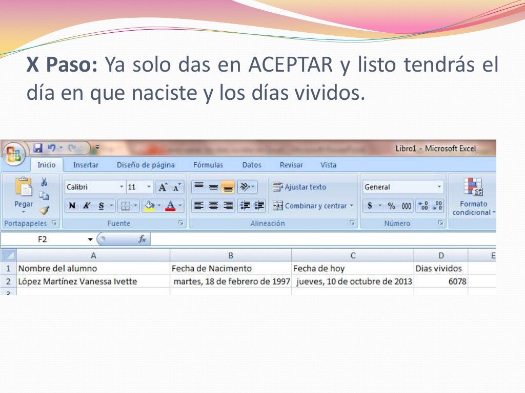  C mo Saber Los D as Vividos En Excel 