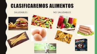 CLASIFICAREMOS ALIMENTOS
SALUDABLES NO SALUDABLES
 