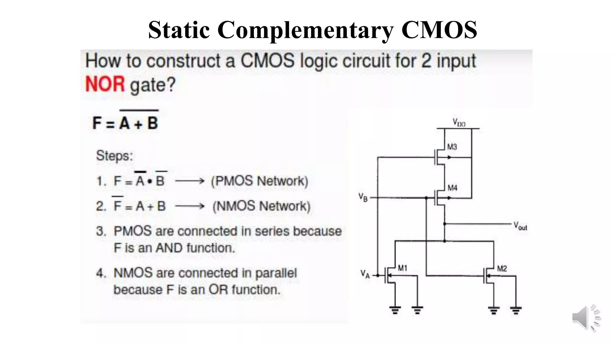 Static Complementary CMOS
 