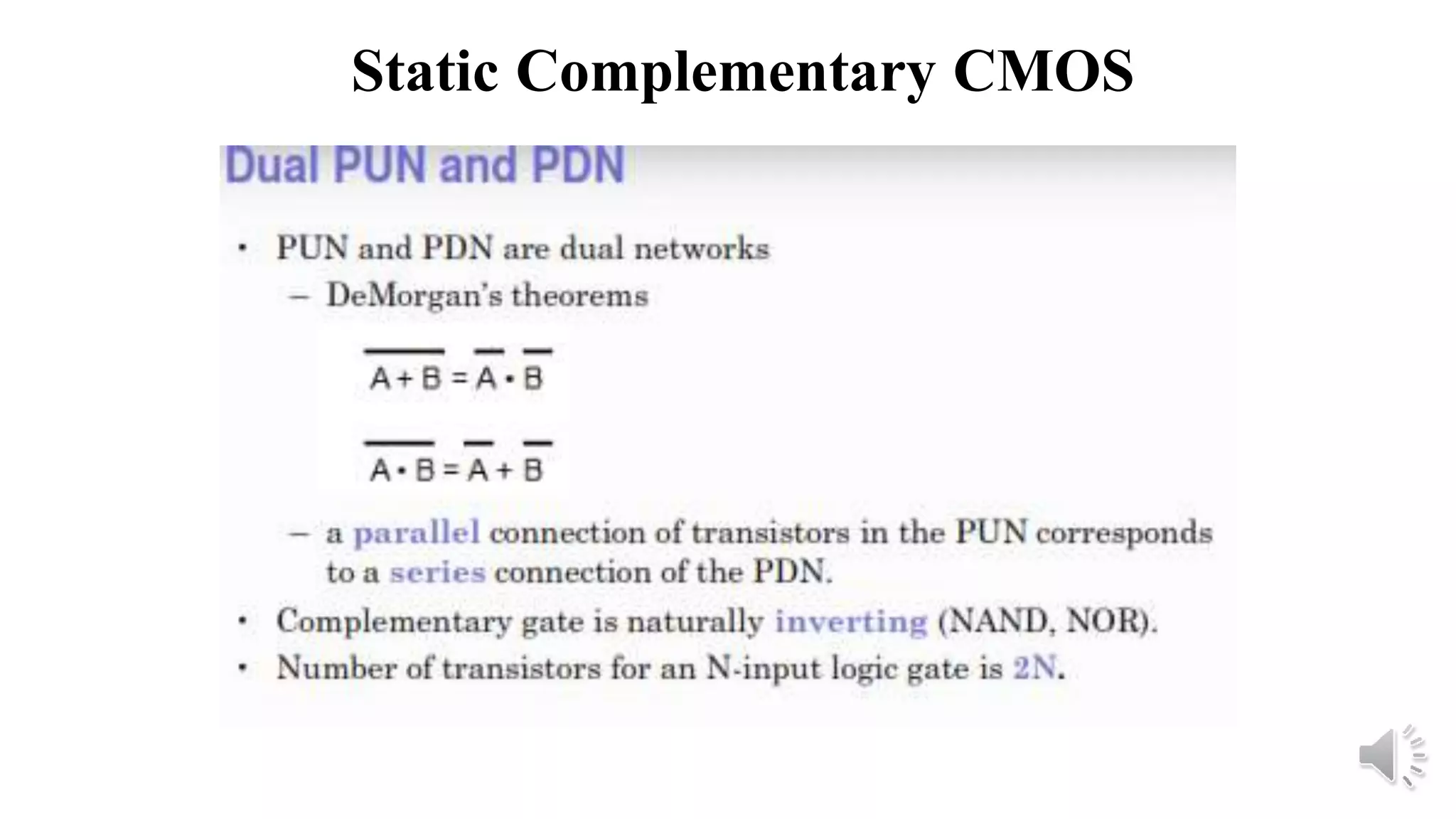 Static Complementary CMOS
 