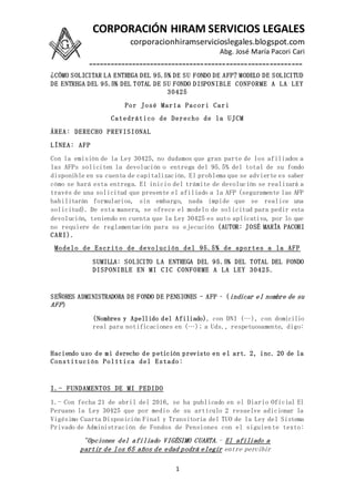 Como Solicitar La Entrega Del 95 5 De Su Fondo De Afp Modelo De Solic
