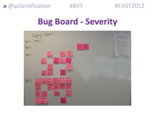 @aclairefication   #BVT       #CAST2012

           Bug Board - Severity
 