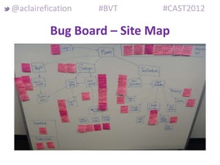 @aclairefication   #BVT     #CAST2012

          Bug Board – Site Map
 