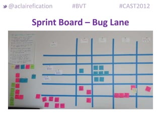 @aclairefication   #BVT     #CAST2012

        Sprint Board – Bug Lane
 