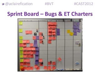 @aclairefication   #BVT   #CAST2012

 Sprint Board – Bugs & ET Charters
 