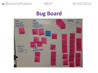 @aclairefication     #BVT      #CAST2012

                   Bug Board
 