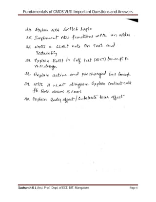Fundamentals of CMOS VLSI Assignment questions with answers | PDF