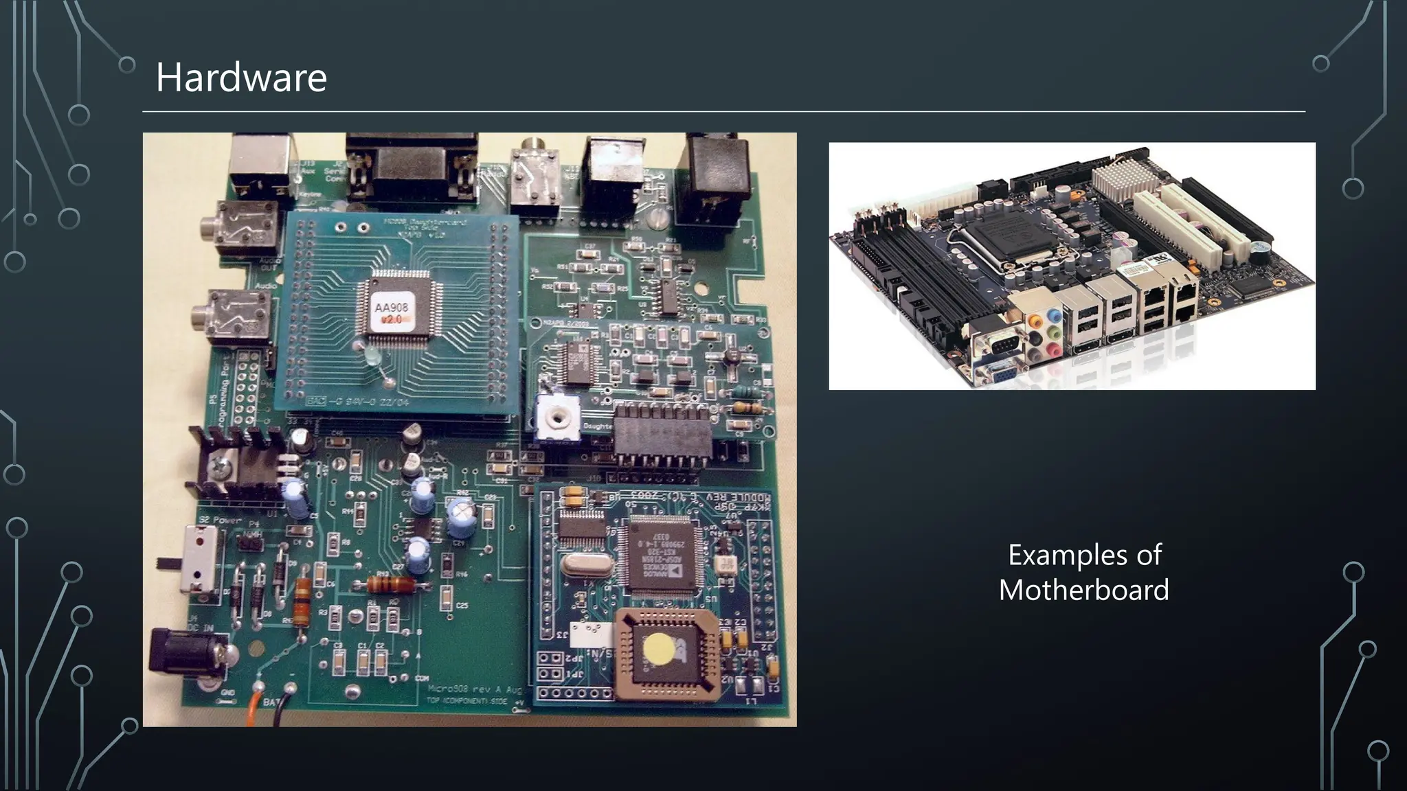 Hardware
Examples of
Motherboard
 