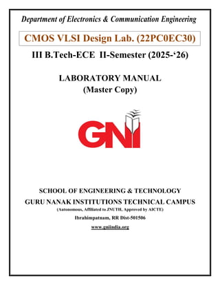 Vls Design Lab CMOS VLSI Design LaboratoryCMOS VLSI Design Laboratory | PDF