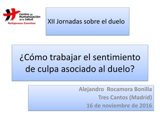 ¿Cómo trabajar el sentimiento
de culpa asociado al duelo?
XII Jornadas sobre el duelo
Alejandro Rocamora Bonilla
Tres Cantos (Madrid)
16 de noviembre de 2016
 