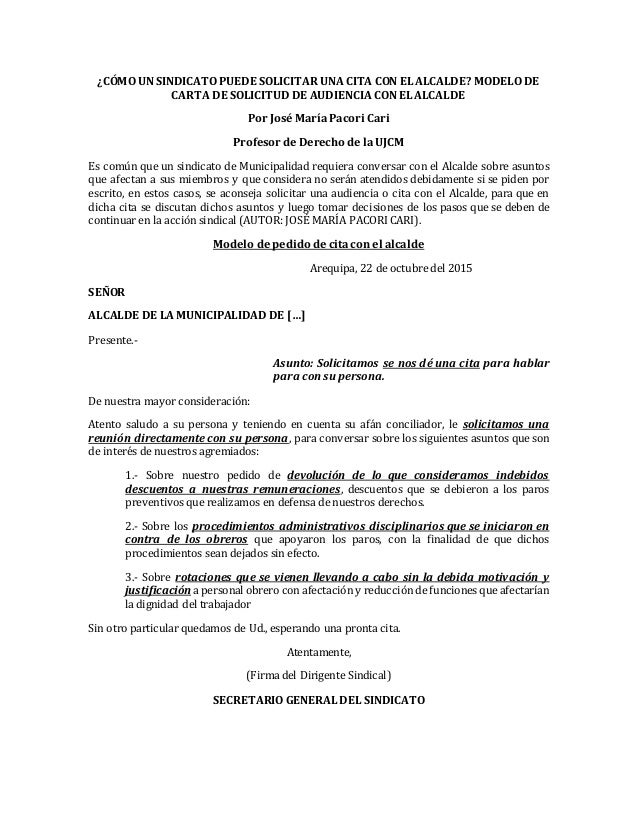 Cómo un sindicato puede solicitar una cita con el alcalde 