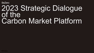 2023 Strategic Dialogue
of the
Carbon Market Platform
2
 