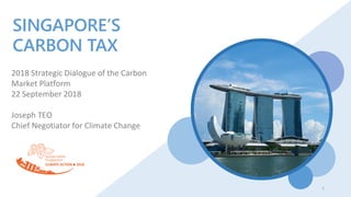 SINGAPORE’S
CARBON TAX
2018 Strategic Dialogue of the Carbon
Market Platform
22 September 2018
Joseph TEO
Chief Negotiator for Climate Change
1
 