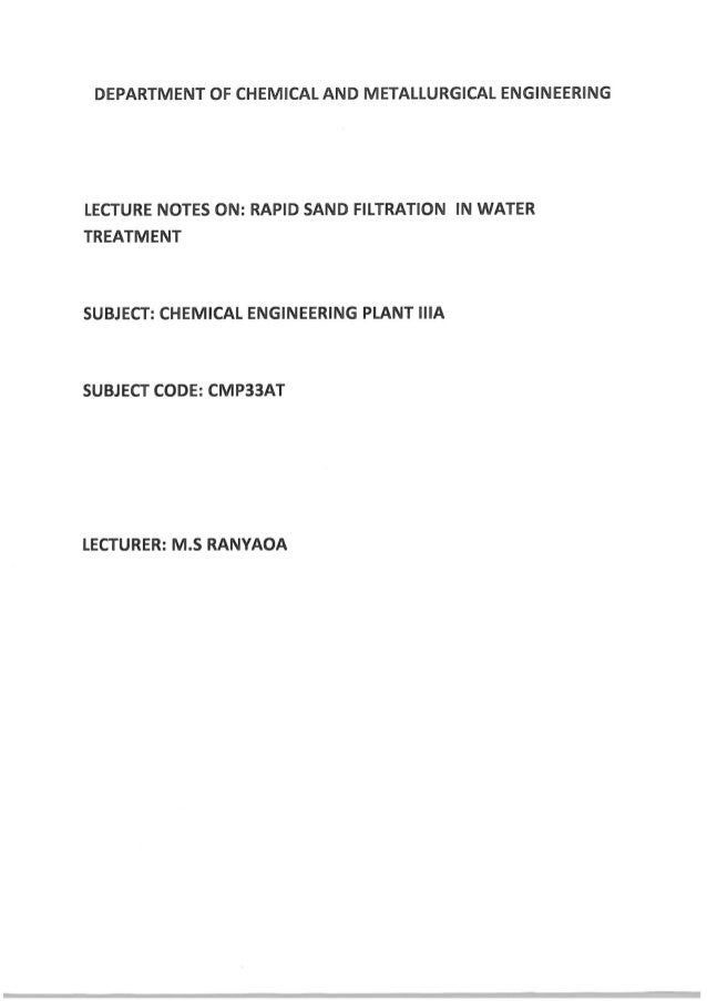 Cmp33 at notes on rapid sand filtration in water treatment