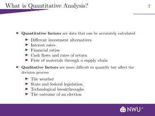 Quantitative Support Comprehensive Introduction to Decision Support Systems and Quantitative ...