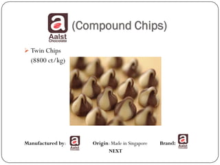 (Compound Chips)
 Twin Chips
  (8800 ct/kg)




Manufactured by:      Origin: Made in Singapore   Brand:
                            NEXT
 