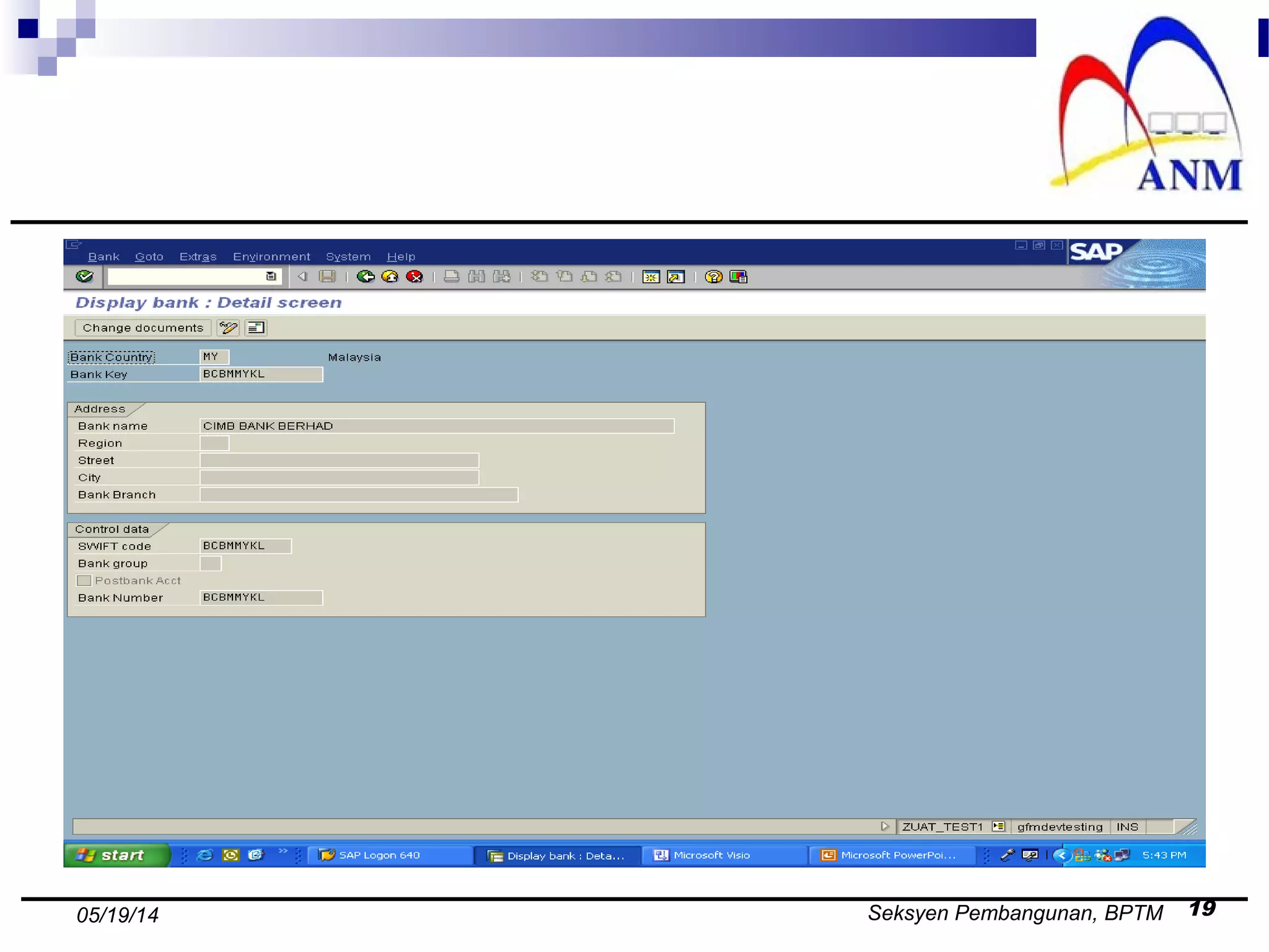 Seksyen Pembangunan, BPTM 1905/19/14
 