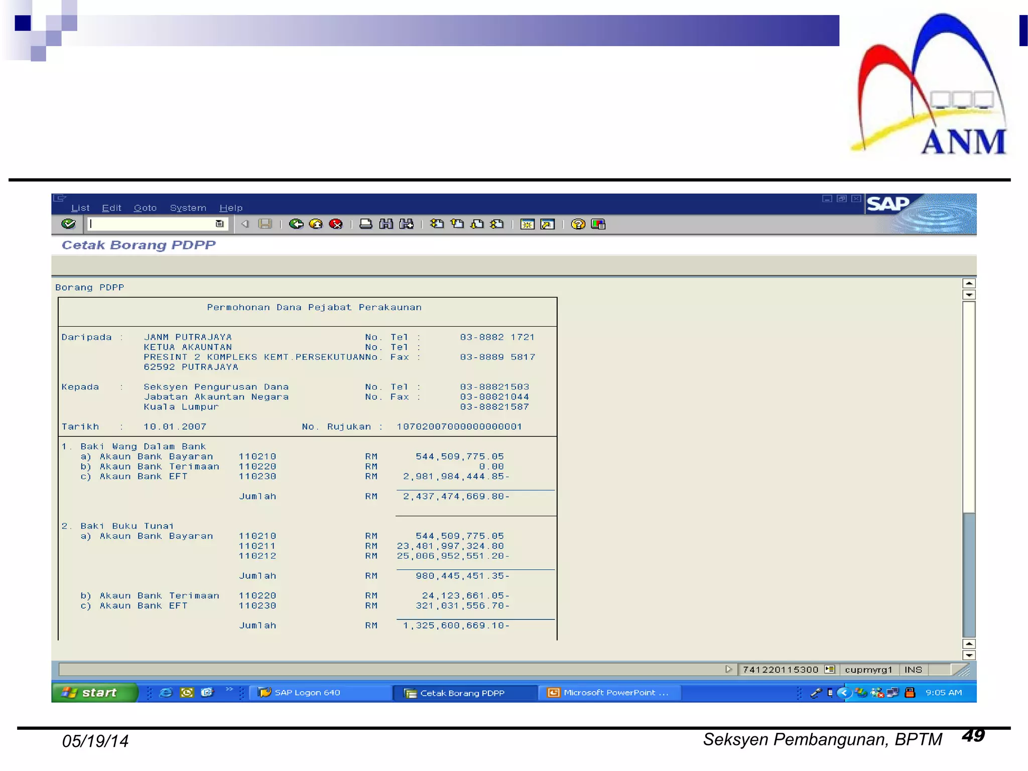 Seksyen Pembangunan, BPTM 4905/19/14
 