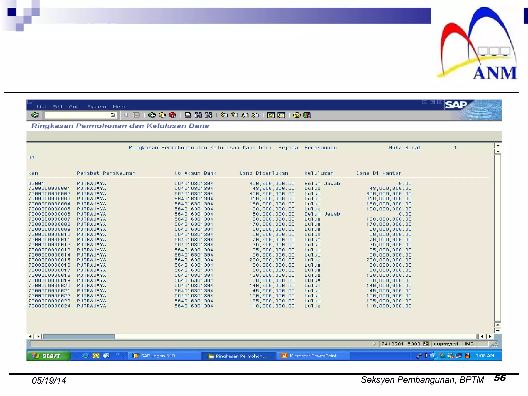 Seksyen Pembangunan, BPTM 5605/19/14
 