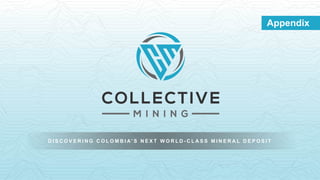 D I S C O V E R I N G C O L O M B I A’ S N E X T W O R L D - C L A S S M I N E R A L D E P O S I T
Appendix
 