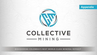 D I S C O V E R I N G C O LO M B I A’ S N E X T W O R L D - C L A S S M I N E R A L D E P O S I T
Appendix
 