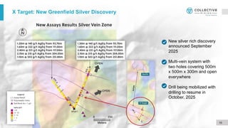 16
New silver rich discovery
announced September
2025
Multi-vein system with
two holes covering 500m
x 500m x 300m and open
everywhere
Drill being mobilized with
drilling to resume in
October, 2025
X Target: New Greenfield Silver Discovery
 