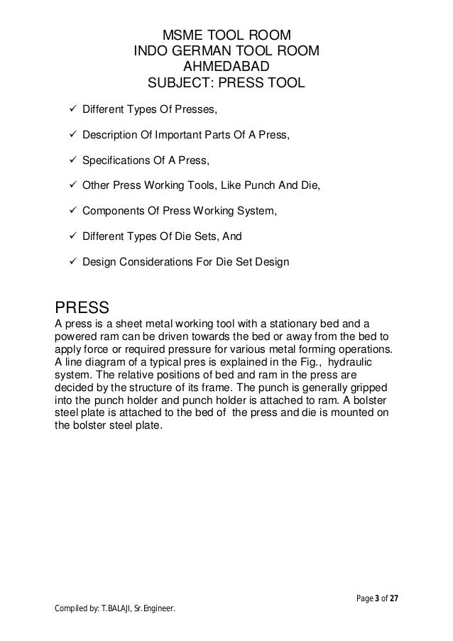 Type Of Non cutting Operations (Press Tool)