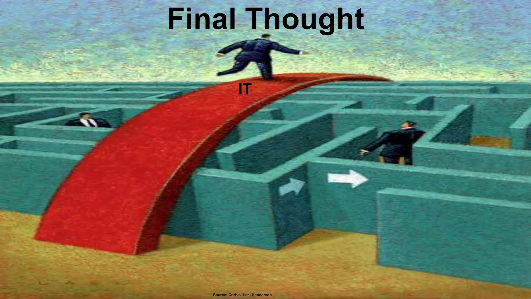 Final Thought
Source: Corbis, Lael Henderson
IT
 