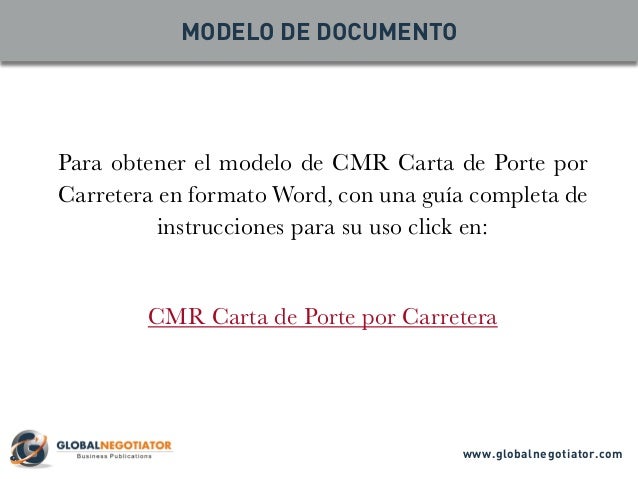 CMR CARTA DE PORTE - Modelo y Guía de Uso