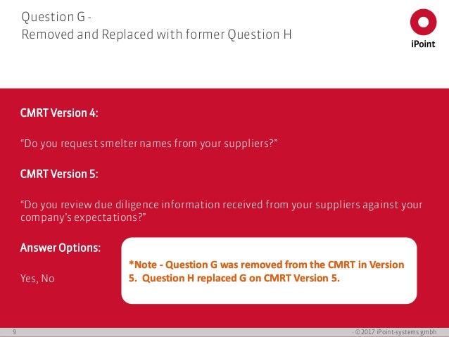 Conflict Minerals Reporting Template (CMRT) Version 5 Updates
