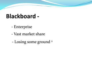 - Enterprise
- Vast market share
- Losing some ground 2
 