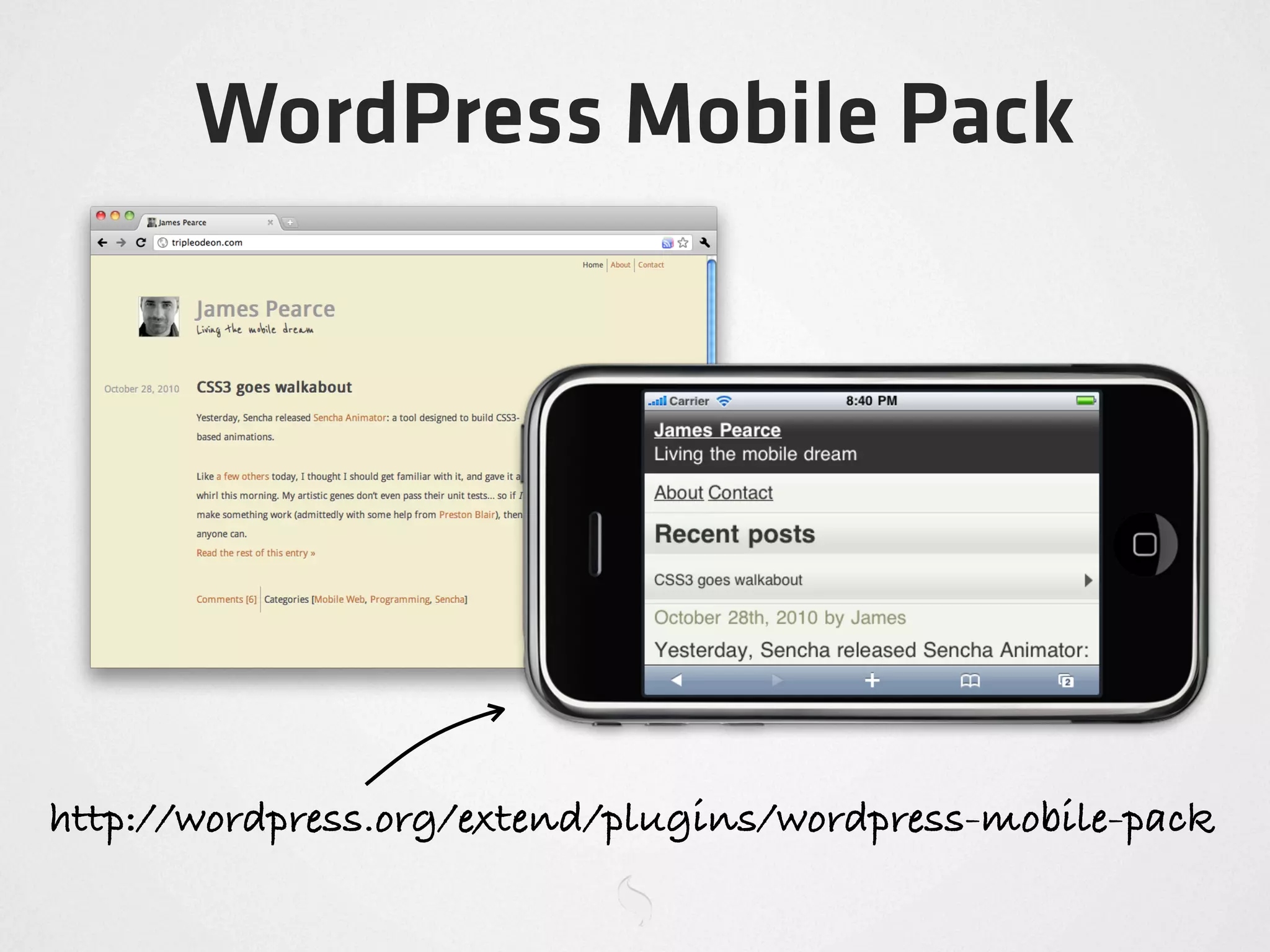 WordPress Mobile Pack




http://wordpress.org/extend/plugins/wordpress-mobile-pack
 