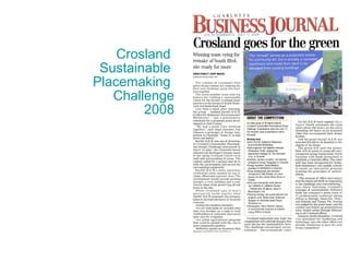 S U S T AI N A BI L I T Y M E T RI C S
            Sustainability Institute



              Crosland
           Sustainable
          Placemaking
             Challenge
                  2008




Jim Gleeson,AIA/Design Integration
 