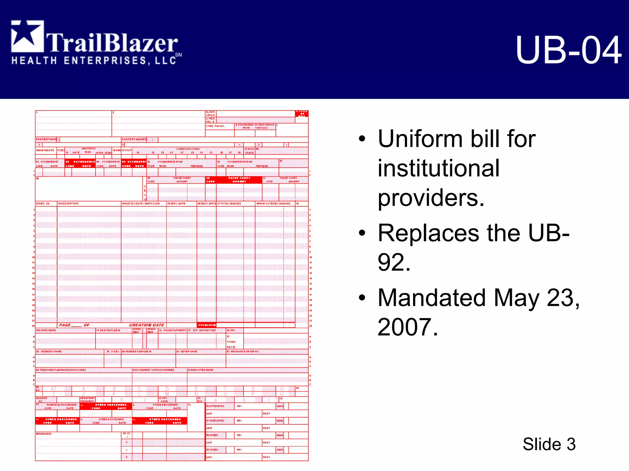 CMS 1450 (UB-04) - Overview