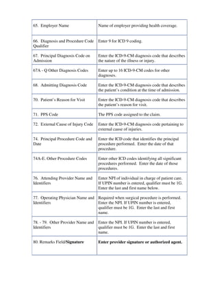 CMS 1450 (UB-04) Instructions