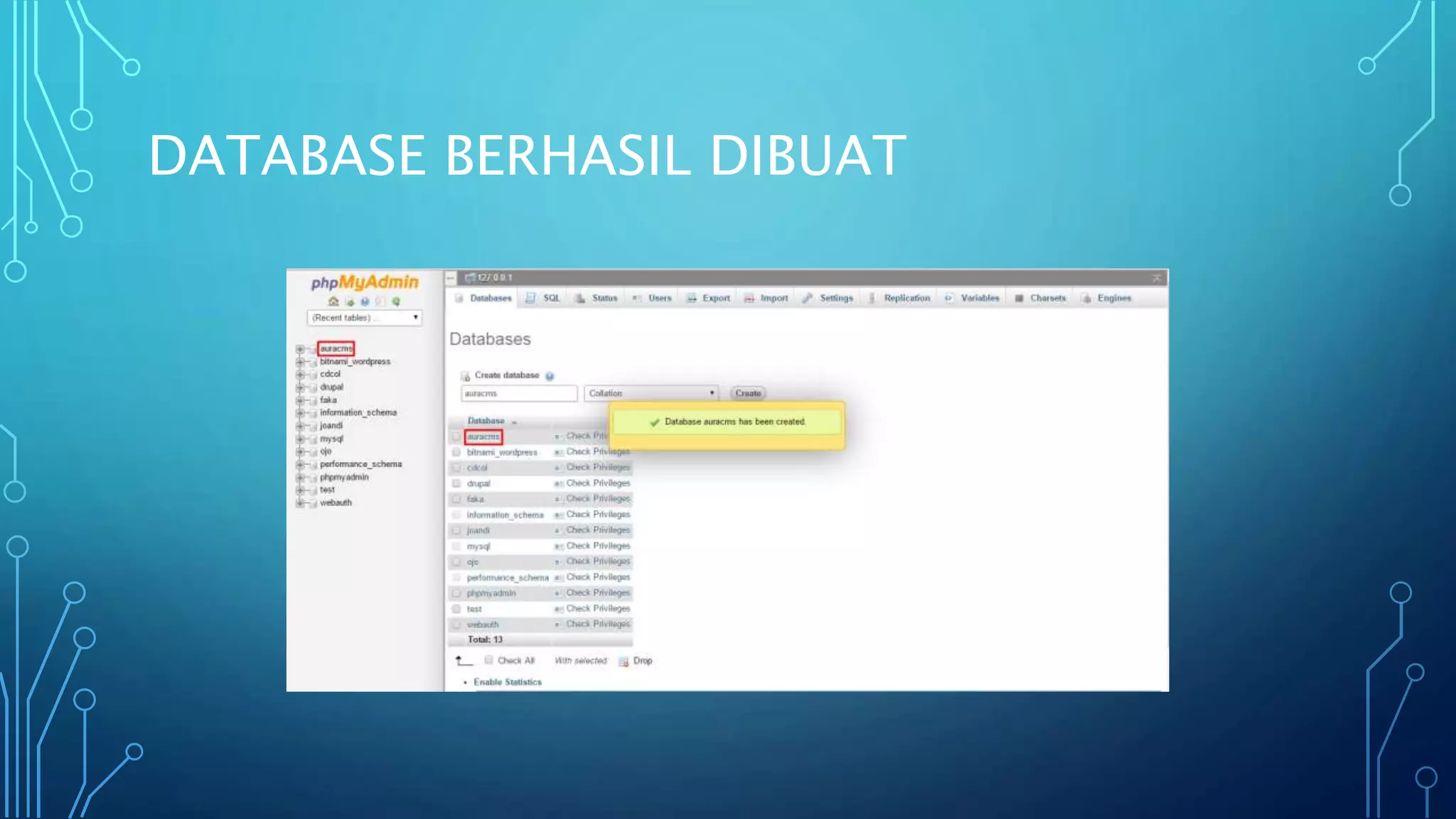DATABASE BERHASIL DIBUAT
 