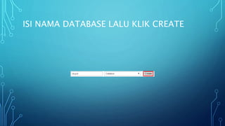 ISI NAMA DATABASE LALU KLIK CREATE
 