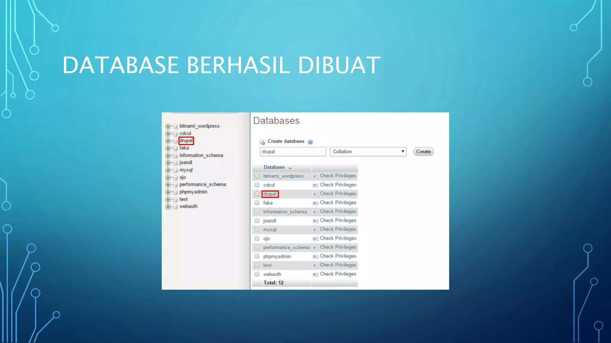 DATABASE BERHASIL DIBUAT
 