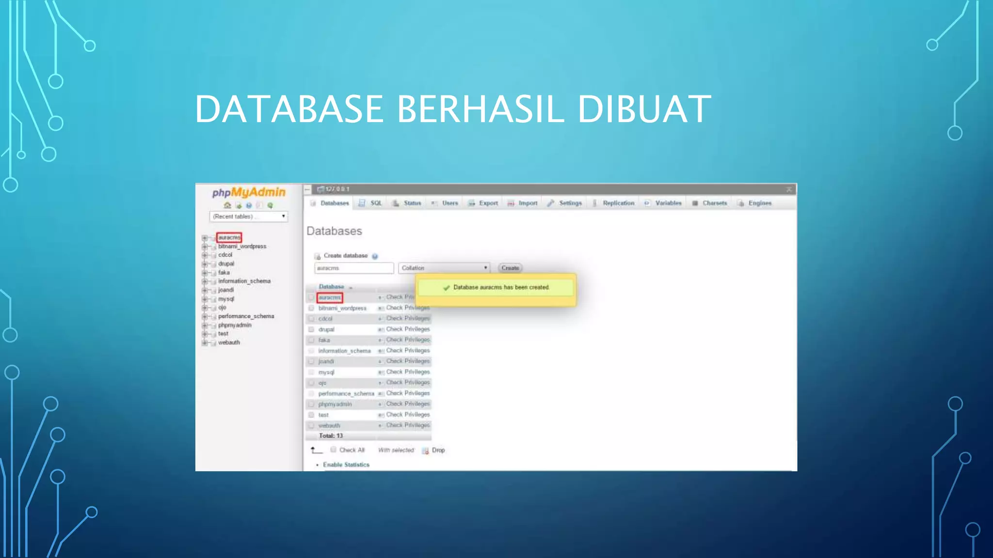 DATABASE BERHASIL DIBUAT
 